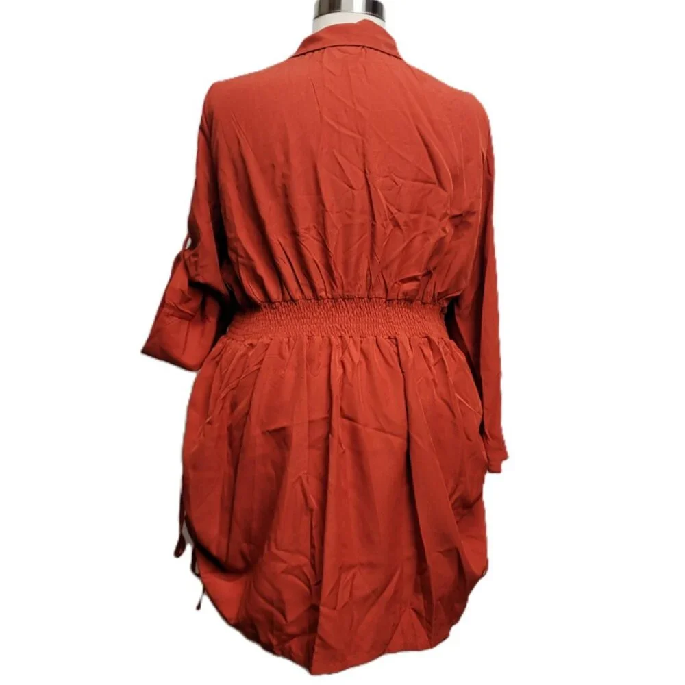 Plus size Twist Front Gathered Sides Mini Tunic Dress fits 2XL